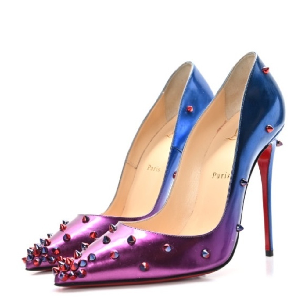CHRISTIAN LOUBOUTIN Patent Scarabe Degraspike 120 Pumps Rose Digitale Size 38.5